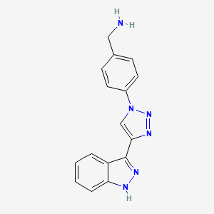 molecular formula C16H14N6 B8614949 1-{4-[4-(1H-indazol-3-yl)-1H-1,2,3-triazol-1-yl]phenyl}methanamine 