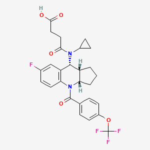molecular formula C27H26F4N2O5 B8615278 4-(cyclopropyl((3aS,9R,9aR)-7-fluoro-4-(4-(trifluoromethoxy)benzoyl)-2,3,3a,4,9,9a-hexahydro-1H-cyclopenta[b]quinolin-9-yl)amino)-4-oxobutanoic acid 