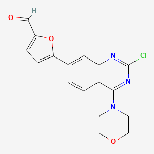 molecular formula C17H14ClN3O3 B8615361 5-(2-Chloro-4-morpholino-quinazolin-7-yl)furan-2-carbaldehyde 