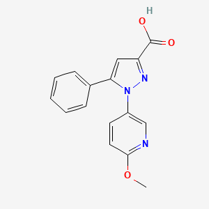 molecular formula C16H13N3O3 B8615367 1-(6-Methoxy-3-pyridyl)-5-phenyl-1H-pyrazole-3-carboxylic acid 