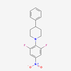 molecular formula C17H16F2N2O2 B8615503 1-(2,6-Difluoro-4-nitrophenyl)-4-phenylpiperidine 