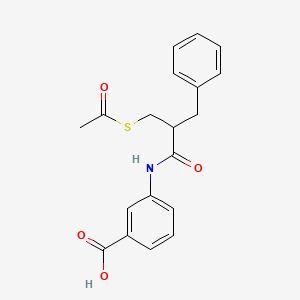 molecular formula C19H19NO4S B8615608 Benzoic acid, 3-[[2-[(acetylthio)methyl]-1-oxo-3-phenylpropyl]amino]- CAS No. 123985-34-2
