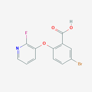 molecular formula C12H7BrFNO3 B8615791 5-Bromo-2-(2-fluoropyridin-3-yloxy)benzoic acid 