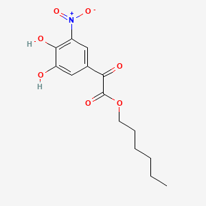 B8615853 Benzeneacetic acid, 3,4-dihydroxy-5-nitro-alpha-oxo-, hexyl ester CAS No. 125629-06-3