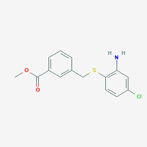 molecular formula C15H14ClNO2S B8615875 Methyl 3-(((2-amino-4-chlorophenyl)thio)methyl)benzoate 