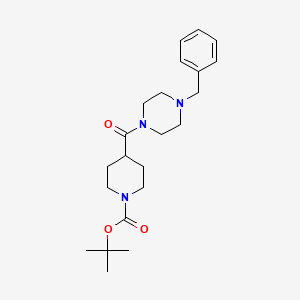 molecular formula C22H33N3O3 B8615901 1-Benzyl-4-[(1-t-butoxycarbonyl-4-piperidyl)carbonyl]piperazine 