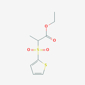 molecular formula C9H12O4S2 B8615948 2-(Thiophene-2-sulfonyl)propionic acid ethyl ester 