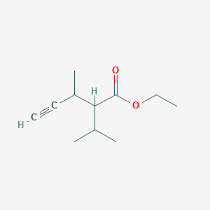 molecular formula C11H18O2 B8616054 Ethyl 3-methyl-2-(propan-2-yl)pent-4-ynoate CAS No. 88303-11-1