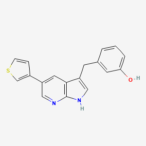molecular formula C18H14N2OS B8616158 3-(5-Thiophen-3-yl-1H-pyrrolo[2,3-b]pyridine-3-ylmethyl)-phenol CAS No. 858116-61-7