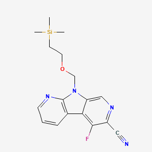 3-Fluoro-8-{[2-(trimethylsilyl)ethoxy]methyl}-5,8,10-triazatricyclo[7.4.0.0,trideca-1(13),2,4,6,9,11-hexaene-4-carbonitrile