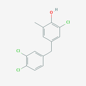 molecular formula C14H11Cl3O B8616452 2-Chloro-4-[(3,4-dichlorophenyl)methyl]-6-methylphenol CAS No. 65090-71-3