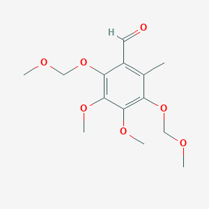 molecular formula C14H20O7 B8616506 3,4-Dimethoxy-2,5-bis(methoxymethoxy)-6-methylbenzaldehyde CAS No. 89048-15-7