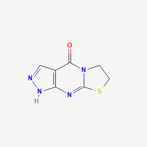 molecular formula C7H6N4OS B8616634 6,7-Dihydropyrazolo[3,4-d]thiazolo[3,2-a]pyrimidin-4(1H)-one 
