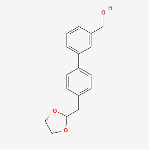 molecular formula C17H18O3 B8616659 (4'-((1,3-Dioxolan-2-yl)methyl)-[1,1'-biphenyl]-3-yl)methanol 
