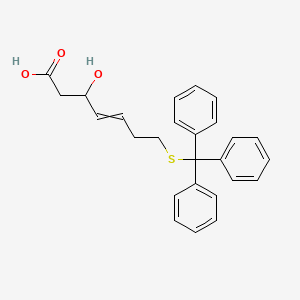 molecular formula C26H26O3S B8616747 3-Hydroxy-7-tritylsulfanylhept-4-enoic acid 