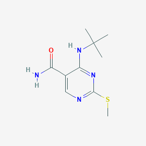 molecular formula C10H16N4OS B8616805 4-(Tert-butylamino)-2-(methylthio)-pyrimidine-5-carboxamide 