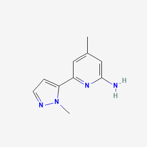 molecular formula C10H12N4 B8616887 4-methyl-6-(1-methyl-1H-pyrazol-5-yl)pyridin-2-amine 