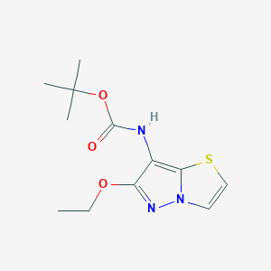 molecular formula C12H17N3O3S B8616918 (6-Ethoxy-pyrazolo[5,1-b][1,3]thiazol-7-yl)-carbamic acid tert-butyl ester 