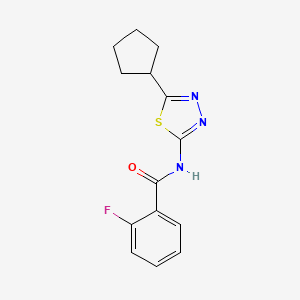 molecular formula C14H14FN3OS B8616955 N-(5-cyclopentyl-1,3,4-thiadiazol-2-yl)-2-fluorobenzamide 