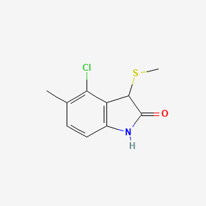 molecular formula C10H10ClNOS B8617081 4-Chloro-5-methyl-3-(methylthio)indolin-2-one 