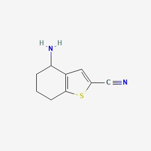 molecular formula C9H10N2S B8617091 4-Amino-4,5,6,7-tetrahydro-1-benzothiophene-2-carbonitrile 