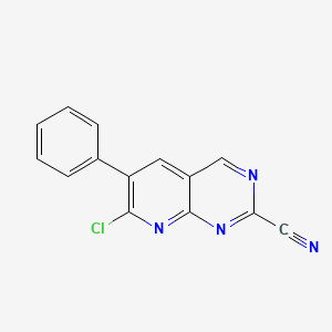 molecular formula C14H7ClN4 B8617226 7-Chloro-6-phenylpyrido[2,3-d]pyrimidine-2-carbonitrile 