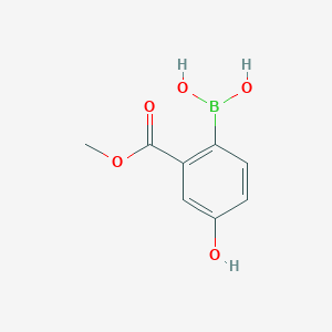molecular formula C8H9BO5 B8617280 2-Methoxycarbonyl-4-hydroxy-phenylboronic acid 