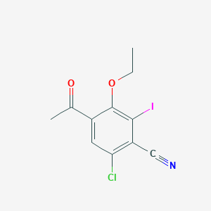 molecular formula C11H9ClINO2 B8617395 4-Acetyl-6-chloro-3-ethoxy-2-iodobenzonitrile 
