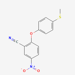 molecular formula C14H10N2O3S B8617402 Benzonitrile, 2-(4-(methylthio)phenoxy)-5-nitro- CAS No. 78940-67-7