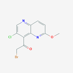 molecular formula C11H8BrClN2O2 B8617450 2-bromo-1-(3-chloro-6-methoxy-1,5-naphthyridin-4-yl)Ethanone 