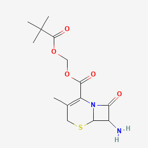 molecular formula C14H20N2O5S B8617513 (Pivaloyloxy)methyl (6R-trans)-7-amino-3-methyl-8-oxo-5-thia-1-azabicyclo(4.2.0)oct-2-ene-2-carboxylate CAS No. 27726-32-5