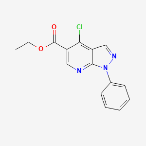 molecular formula C15H12ClN3O2 B8617693 Ethyl 4-chloro-1-phenyl-1H-pyrazolo[3,4-b]pyridine-5-carboxylate 