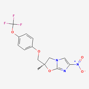 molecular formula C14H12F3N3O5 B8618100 (2R)-2-methyl-6-nitro-2-[[4-(trifluoromethoxy)phenoxy]methyl]-3H-imidazo[2,1-b]oxazole 