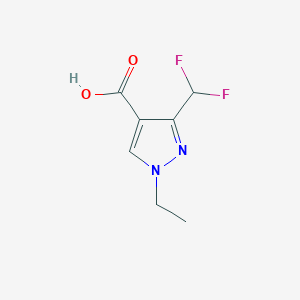 molecular formula C7H8F2N2O2 B8618230 ethyl 3-(difluoromethyl)-1H-pyrazole-4-carboxylic acid 