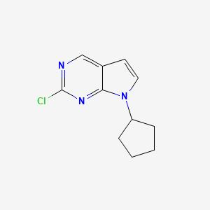 molecular formula C11H12ClN3 B8618378 2-Chloro-7-cyclopentyl-7H-pyrrolo[2,3-d]pyrimidine 