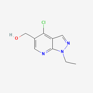 molecular formula C9H10ClN3O B8618494 4-chloro-1-ethyl-1H-pyrazolo[3,4-b]pyridine-5-methanol CAS No. 59060-17-2