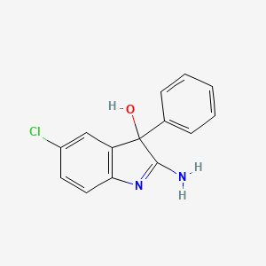 molecular formula C14H11ClN2O B8618496 2-Amino-5-chloro-3-phenyl-indol-3-ol 