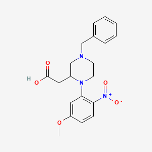 molecular formula C20H23N3O5 B8618503 2-(4-Benzyl-1-(5-methoxy-2-nitrophenyl)piperazin-2-yl)acetic acid 