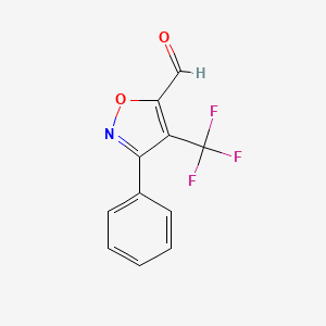 molecular formula C11H6F3NO2 B8618529 3-Phenyl-4-(trifluoromethyl)isoxazole-5-carbaldehyde 