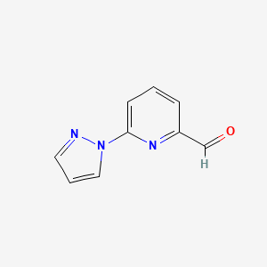 molecular formula C9H7N3O B8618575 6-(1H-pyrazol-1-yl)picolinaldehyde 