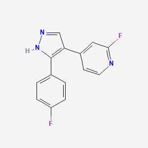 2-fluoro-4-[5-(4-fluorophenyl)-1H-pyrazol-4-yl]pyridine