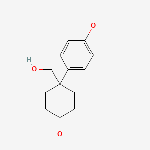 molecular formula C14H18O3 B8618895 4-(Hydroxymethyl)-4-(4-methoxyphenyl)cyclohexan-1-one CAS No. 61749-14-2