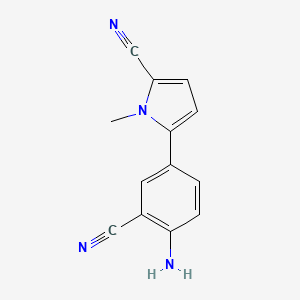 molecular formula C13H10N4 B8618946 5-(4-amino-3-cyanophenyl)-1-methyl-1H-pyrrole-2-carbonitrile CAS No. 922506-32-9