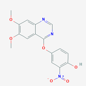 molecular formula C16H13N3O6 B8619077 4-(6,7-Dimethoxyquinazolin-4-yloxy)-2-nitrophenol 
