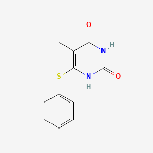 molecular formula C12H12N2O2S B8619421 5-Ethyl-6-phenylthio-2,4-pyrimidinedione 