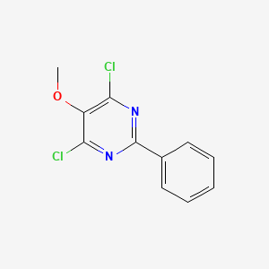 molecular formula C11H8Cl2N2O B8619432 4,6-Dichloro-5-methoxy-2-phenylpyrimidine 