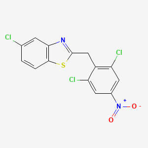 molecular formula C14H7Cl3N2O2S B8619437 5-Chloro-2-(2,6-dichloro-4-nitro-benzyl)-benzothiazole 