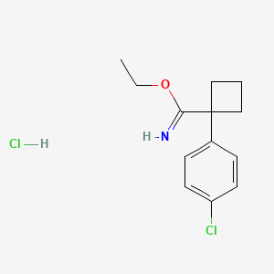 molecular formula C13H17Cl2NO B8619760 Ethyl 1-(4-chlorophenyl)cyclobutanecarbimidate hydrochloride 
