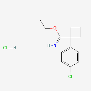 molecular formula C13H17Cl2NO B8619760 Ethyl 1-(4-chlorophenyl)cyclobutane-1-carboximidate;hydrochloride 