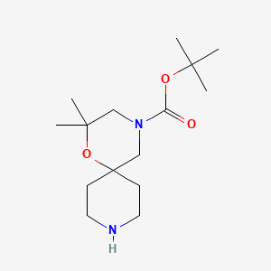 molecular formula C15H28N2O3 B8619802 2,2-Dimethyl-1-oxa-4,9-diaza-spiro[5.5]undecane-4-carboxylic acid tert-butyl ester 